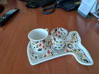 Ceasca si pahar de servit cafea/ ceai turcesc
