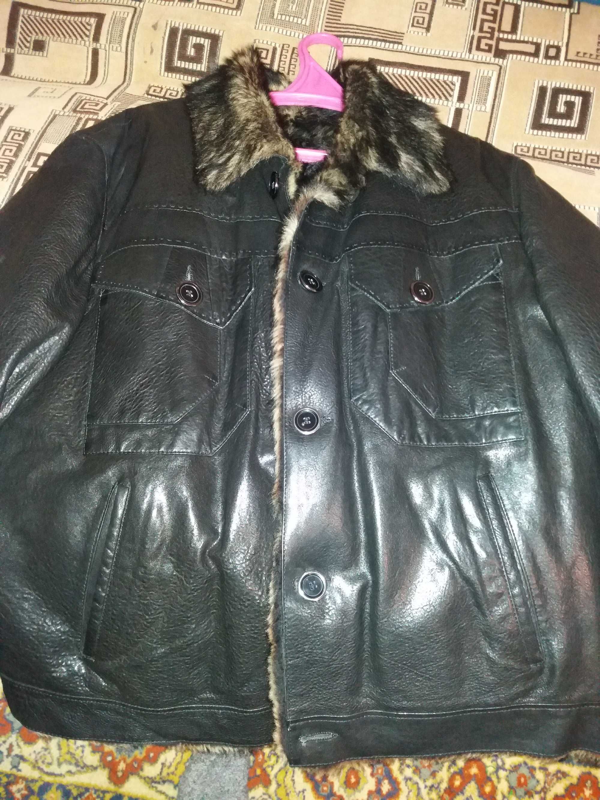 Зимняя итальянская кожанная куртка с мехом .Осенью цена будет ВЫШЕ!