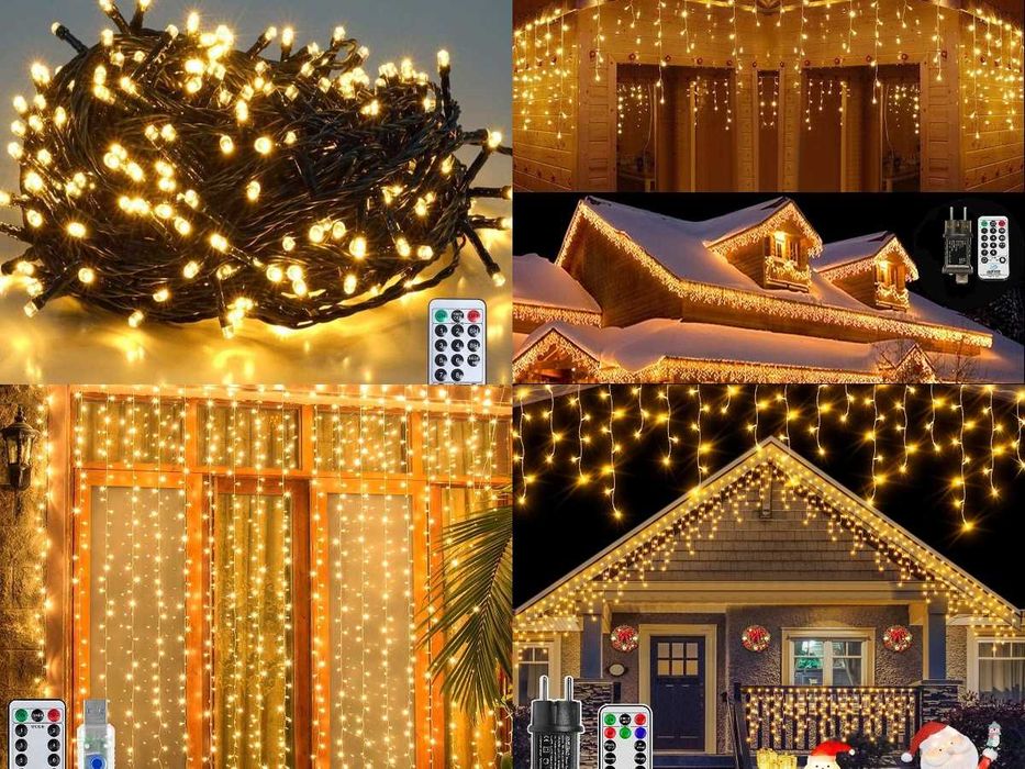 LED коледни лампички, завеси, различни модели - лот 1