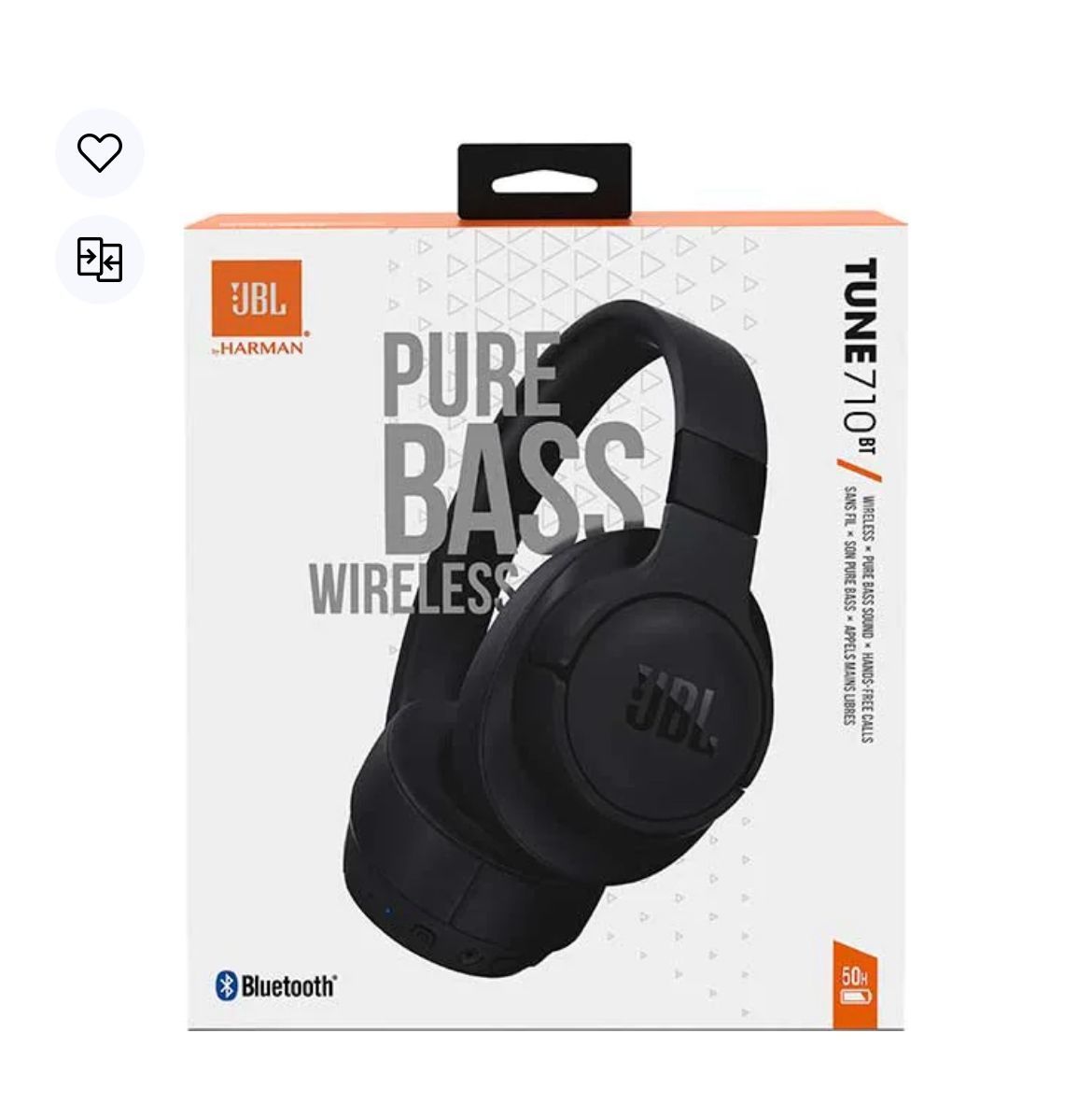 Casti JBL Tune 710BT, Bluetooth, Over-ear, Microfon, negru