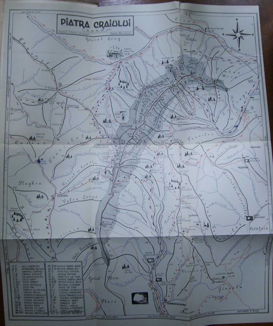 carte Piatra Craiului, 1958, Ionescu Dunareanu, cu harta trasee