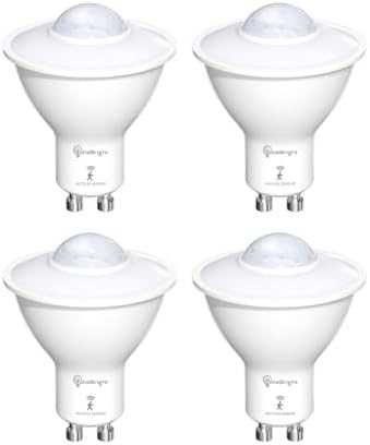Нови TobeBright PIR LED крушки 5W GU10 авто ON/OFF 4 броя осветление
