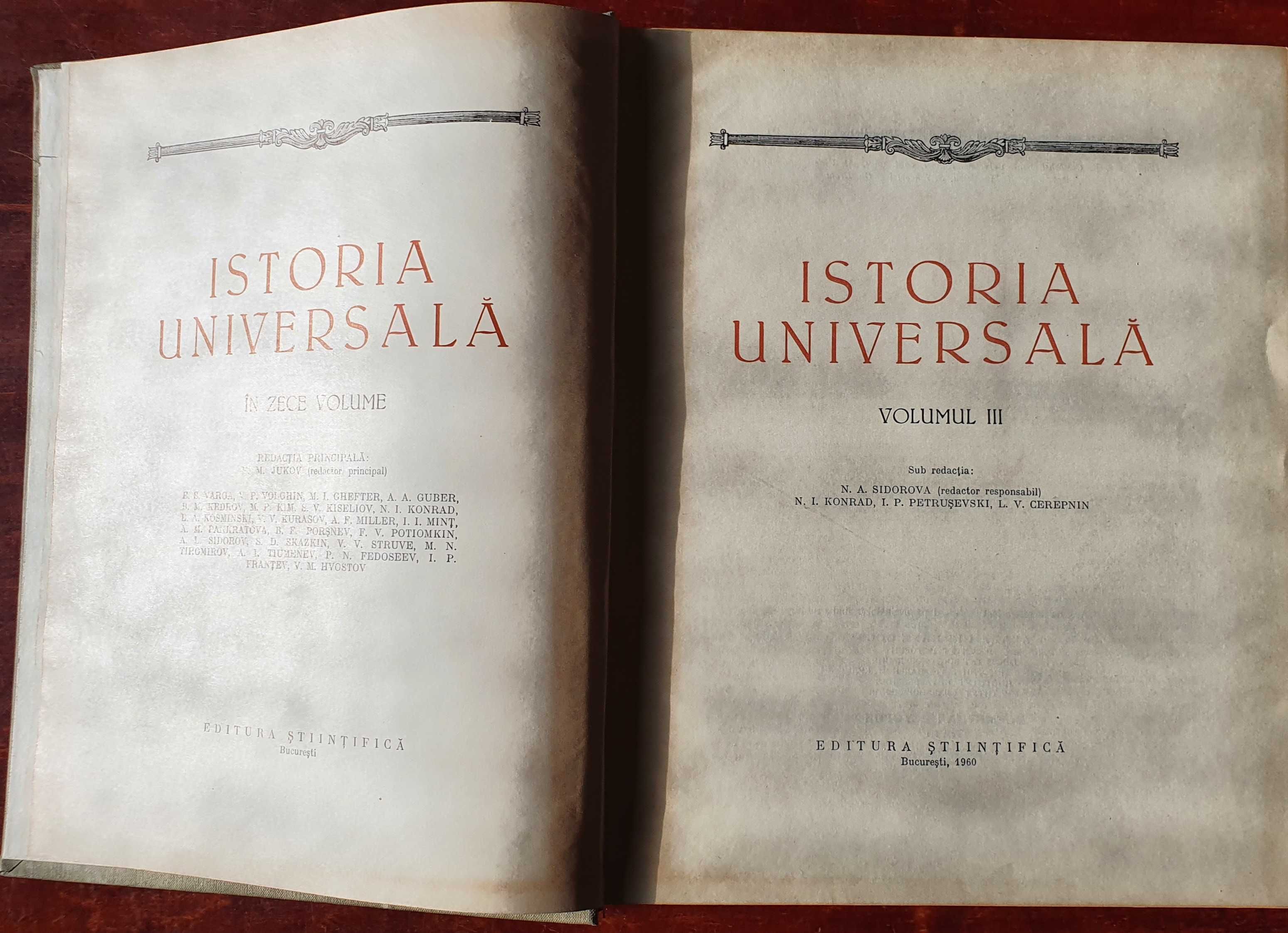 Istoria Universala 3 volume, Editura Stiintifica 1958-1960