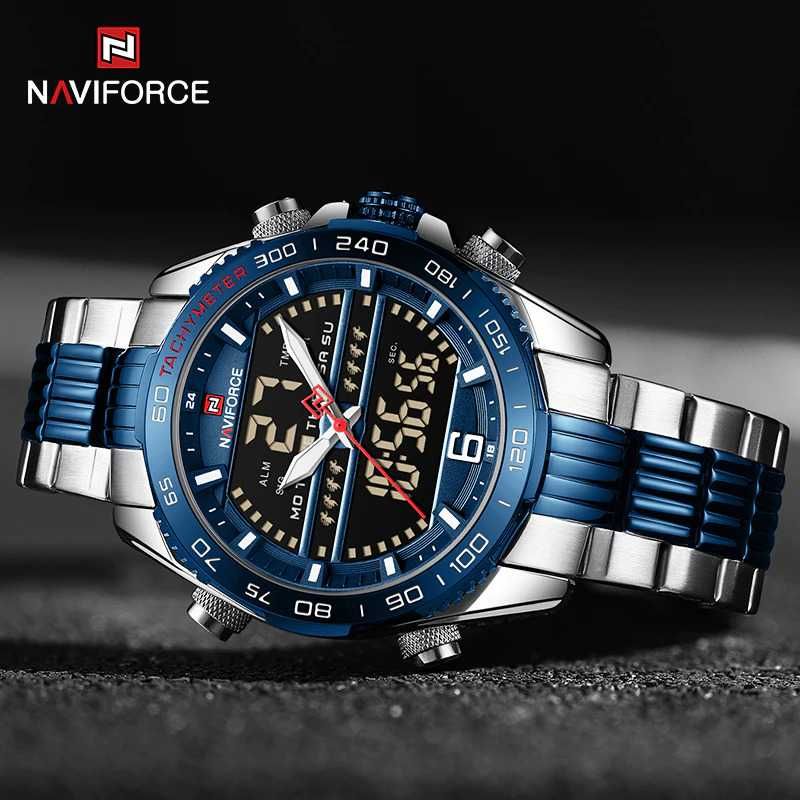 Мъжки часовник Naviforce Digital Sport Watch, Син / Сребрист