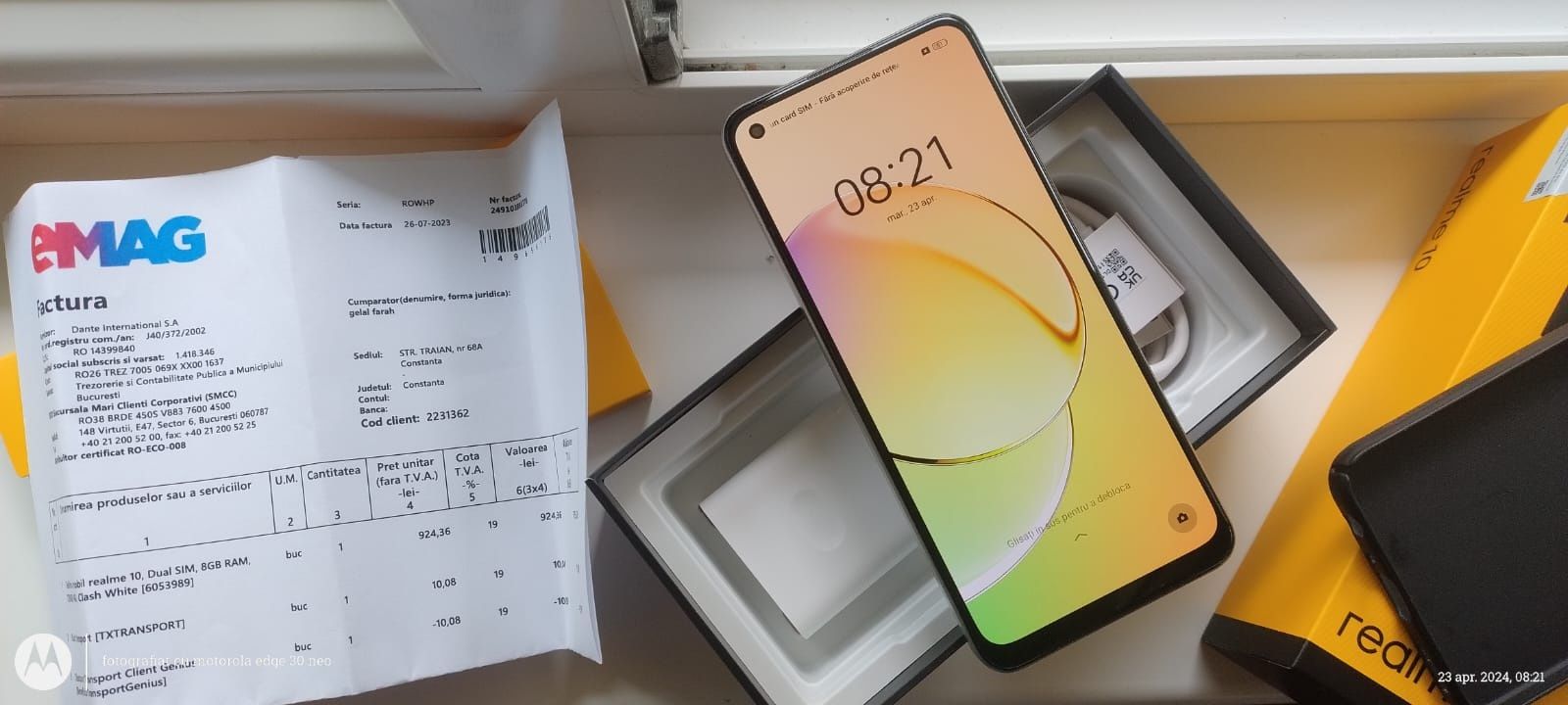 Realme 10 arata ca nou 128gb/8+8gb Ram