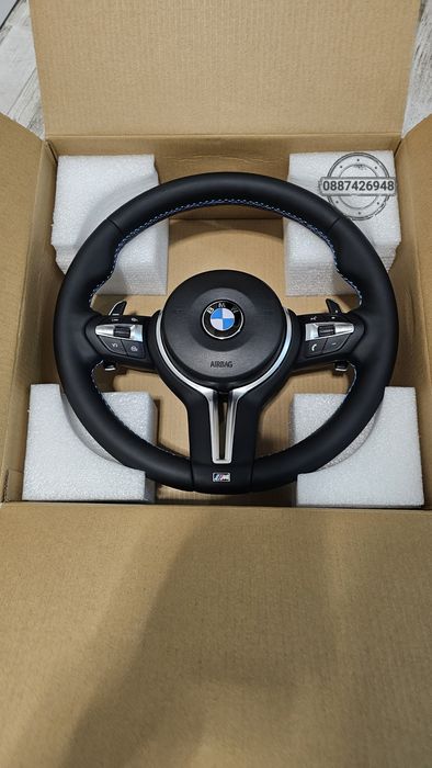 Нов кожен Спортен Волан за Бмв + подарък юбилейна емблема 45мм за BMW