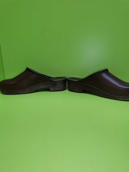 Saboți vintage unisex piele naturala și talpa din material lemnos m 41