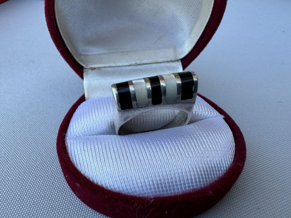 Inel argint, sidef si onix