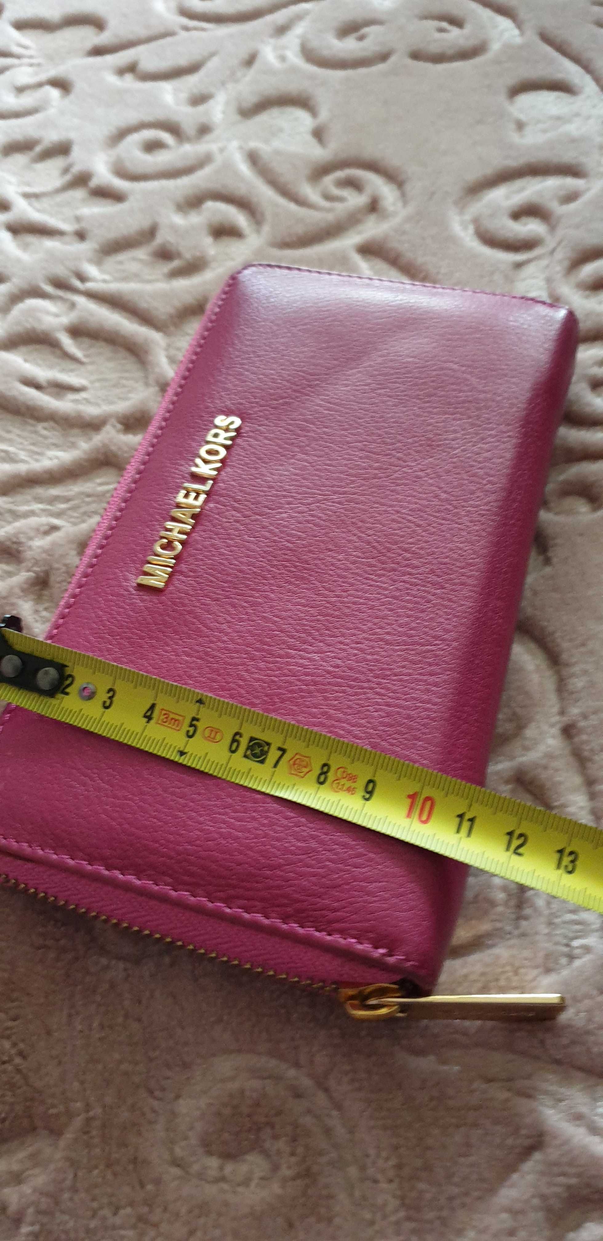 Portofel Michael Kors piele naturala 100%, marime XXL, culoare fucsia