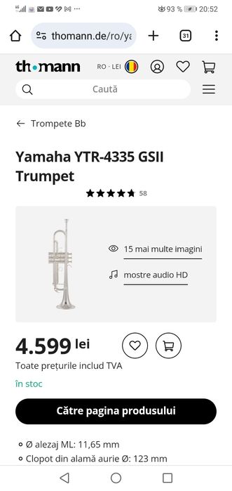 Trompetă Yamaha 4335