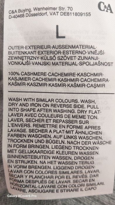 Пуловер C&А. 100%кашмир. размер L.