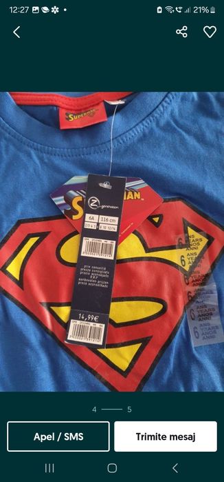 Lichidare stoc tricouri copii Superman