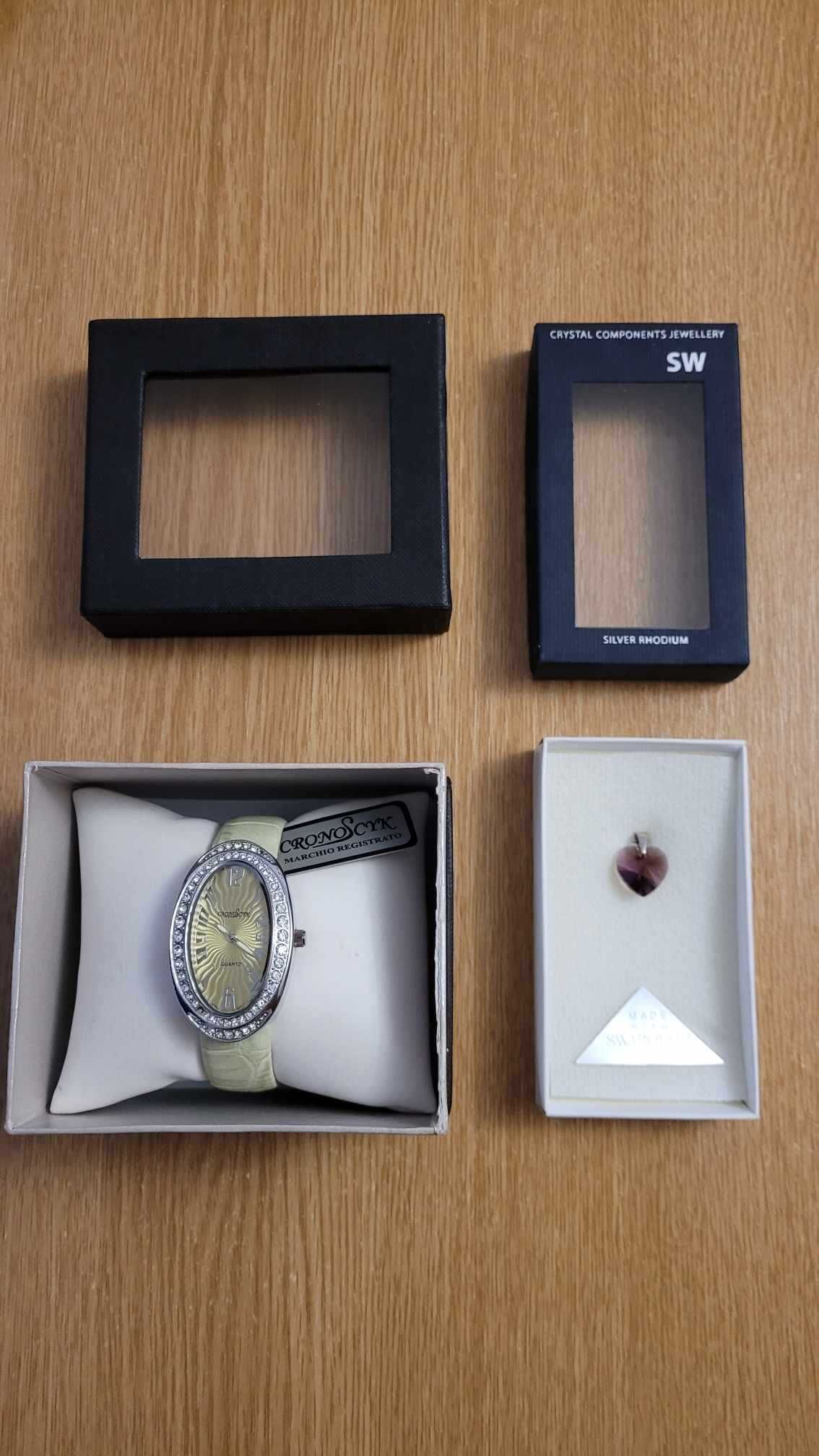 Vand ceas de dama + pandantiv din argint cu piatra Swarovski