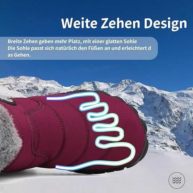 Ghete de iarnă Barefoot, calduroase, impermeabile, albastru, 40,43,44