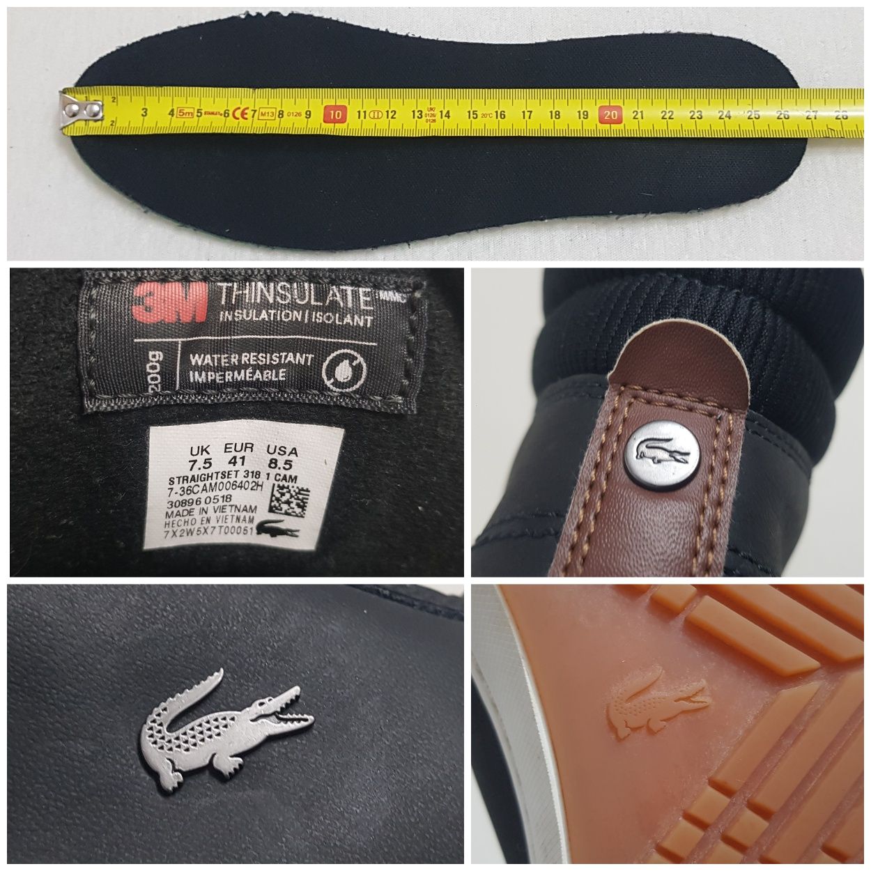 Ghete iarnă LACOSTE Strainghtset Thinsulate Insulation Water Resistant