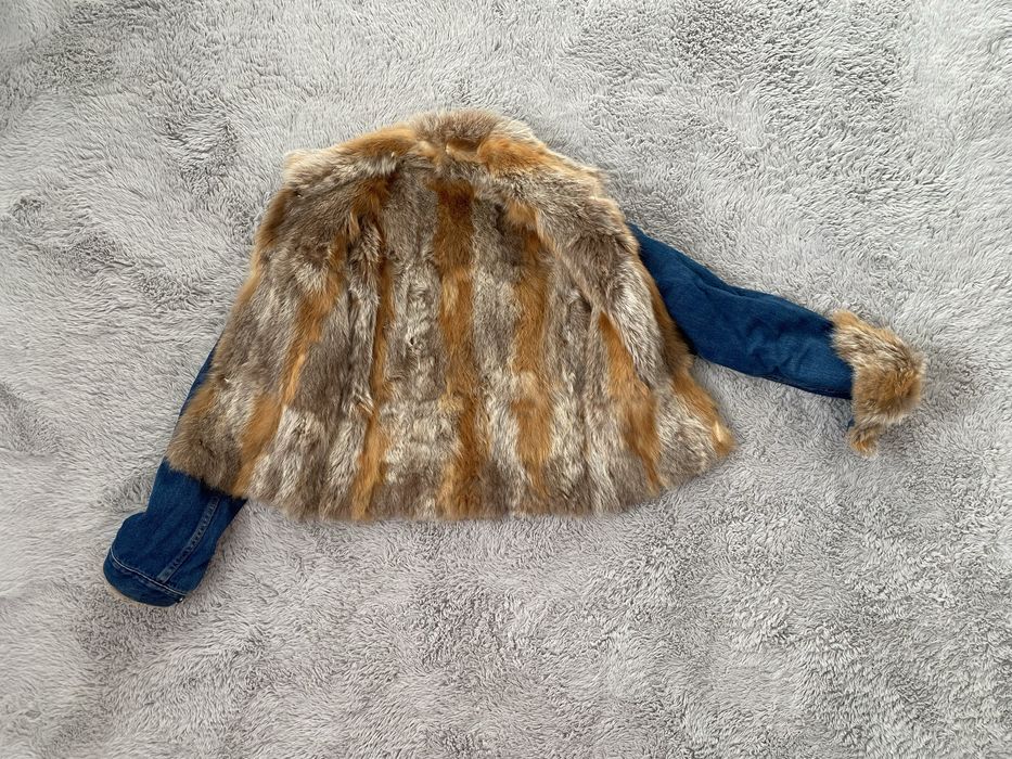 Дънково яке с естествен косъм лисица 36 XS S