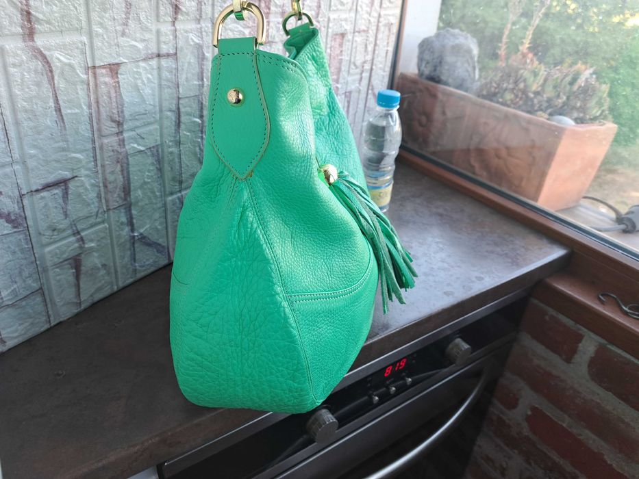 дамска чанта, Mulberry,голяма зелена торба-естествена кожа