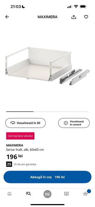 Sertare bucataria ikea pentru corp baza METOD 60cm starea perfecta