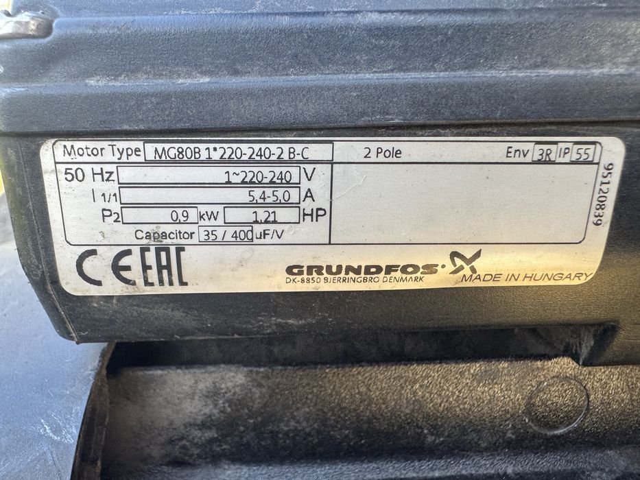 Motor Grundfos MG80B 0,9 kW 220‑240 V, 50 Hz – funcțional / pompa
