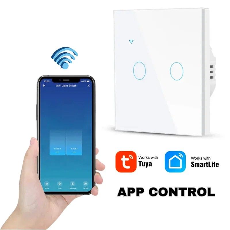 Intrerupator smart touch, WiFi, Sticla securizata, iUni 2G, 10A