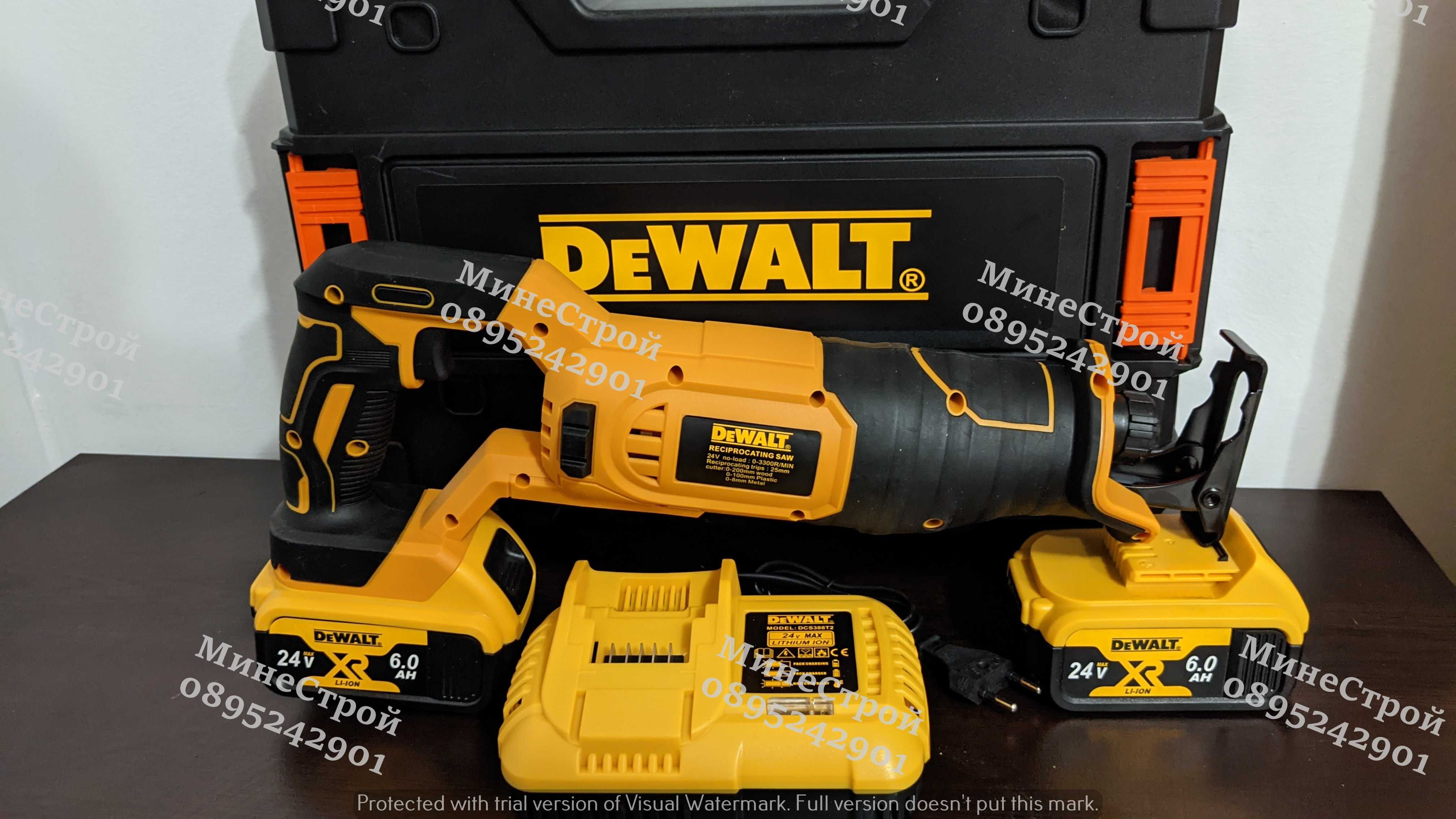 Акумулаторен Саблен Трион DeWALT 24V 6Ah Прав Трион Девалт TSTAK куфар