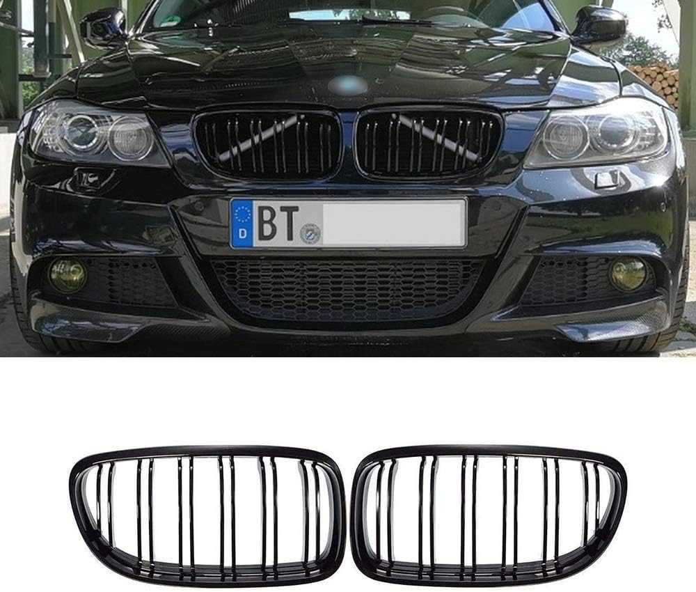 Решетки Бъбреци за БМВ BMW 3 серия E90 E91 2009+ Черен Гланц Двойни