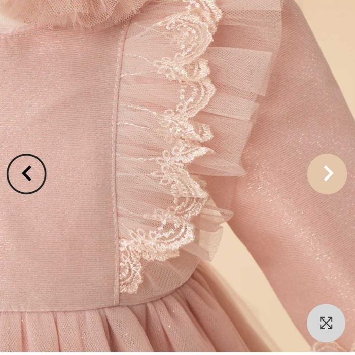 Rochita roz pudra cu sclipici AnneBebe  pentru ocazie, 6-9 luni