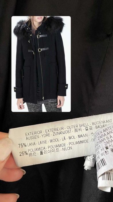 Palton negru din lana Zara