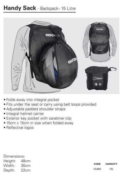 Мото Раница  OXFORD HANDY SACK раница за каска