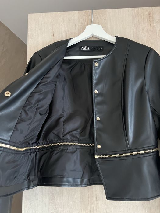Черно кожено яке Zara