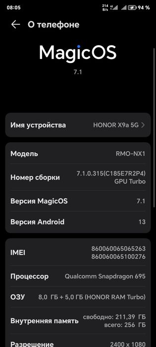 Honor X9A 5G xolati ideal