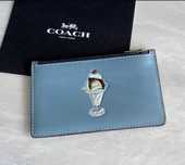 Original COACH blue/multi Ice Cream Sundae Zip Card Case - like new