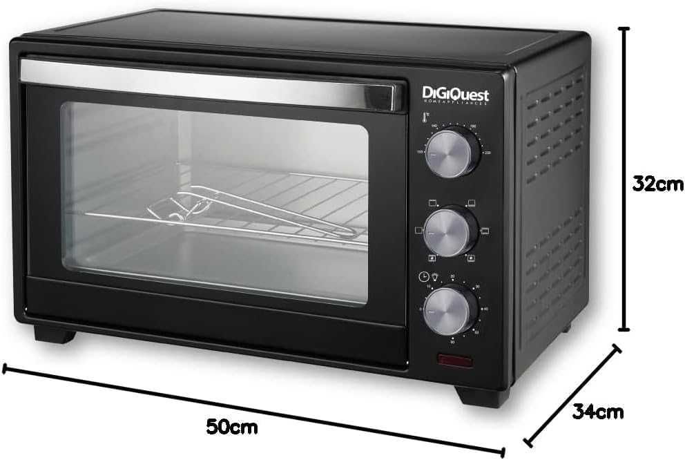 Електрическа вентилирана фурна DIGIQUEST 30L 1600W, таймер 60 минути