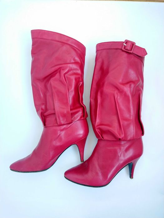 Cizme de piele subtire, Marcantoni, Made Italy, rosu, marime 37-38