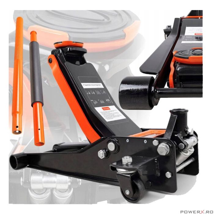 Cric hidraulic tip crocodil 3.5 tone, cu roti, 75-505 mm, 2 cilindrii,
