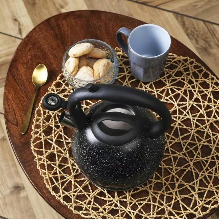 Ceainic din inox, cu sita, negru marmurat,1.2l, Kinghoff