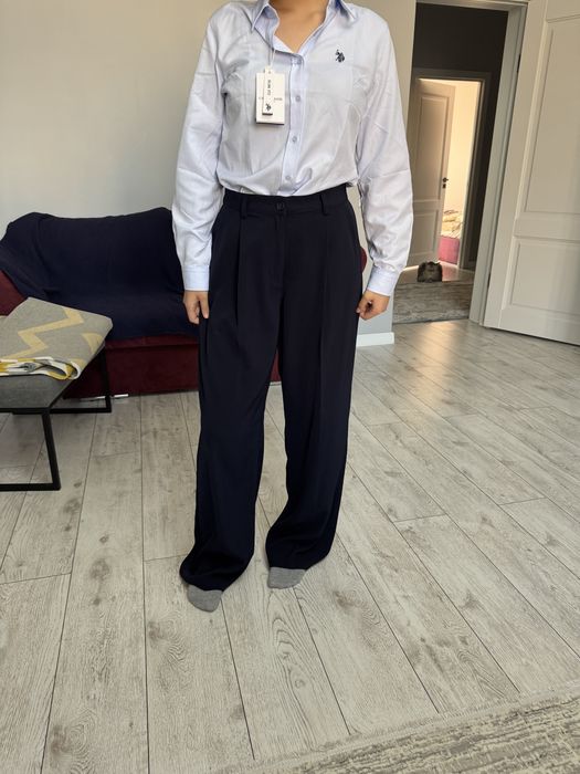 Новые брюки палаццо темно-синие, размер L