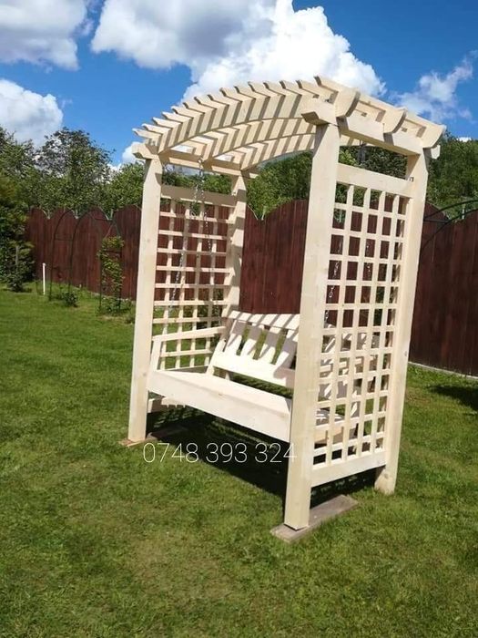 Balansoar  leagan lemn rotund  rustic  mobilier