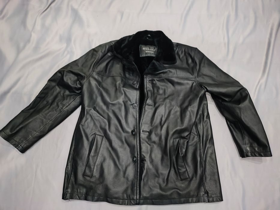 Geacă piele ecologica îmblănită ( XL,nou nouță)