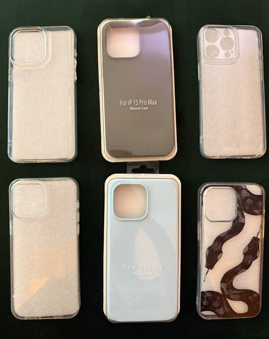 Set 6 huse + 2 folii sticla Iphone 15 PRO MAX
