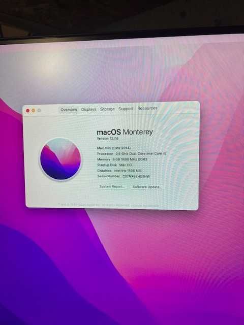 Apple Mac Mini 2.6GHz/8RAM/1TB SSD