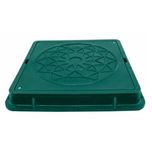 Capac canalizare pătrat din compozit cu siguranță, verde, 71x71x7 cm