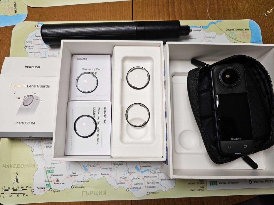 Insta360 X4 – като "нова" + бонуси (Selfie Stick + Tripod, аксесоари)