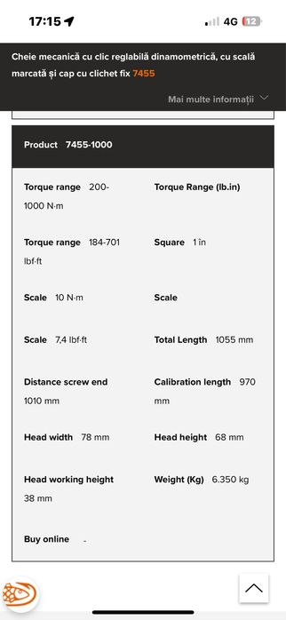 Vand cheie dinamometrica