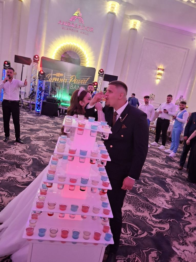 Cocktail bar mobil nunți / Tort de shoturi/Gun /pistol Co2/ Fum greu