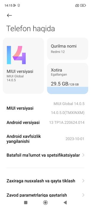 Redmi 12 | RAM 6+6GB | Xotira 128GB