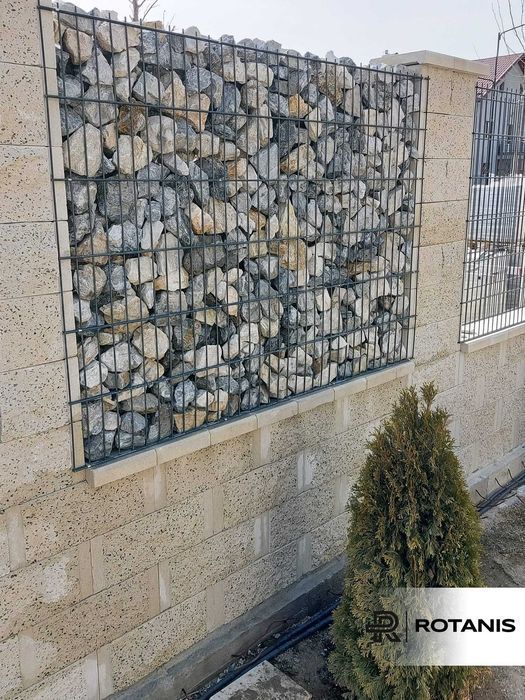 Gard din piatra tip gabion Panou zincat + Piatra Naturala