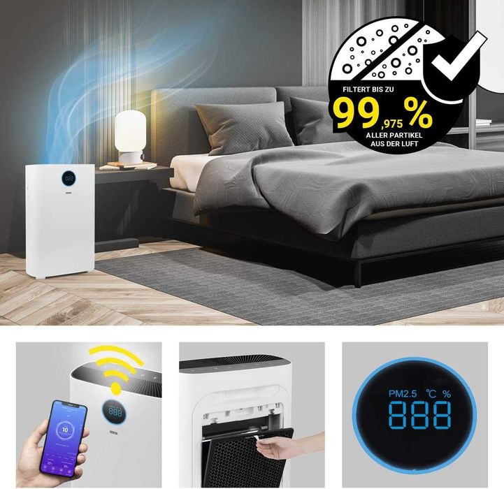 Пречиствател на въздух с 6 филтърна система ЗА 80 м² СТАЯ