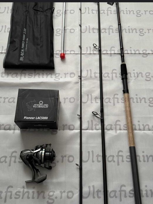 Lanseta Feeder Black Force 3.6m 180g + Mulineta FL Pioneer 5000