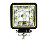 Proiector LED patrat de 27W 12/24V Spot Beam 30° cu angel eyes